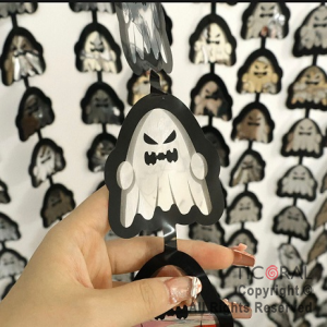 CORTINA FANTASMA HALLOWEEN PLATA Y NEGRO 2MT X 1MT x 1
